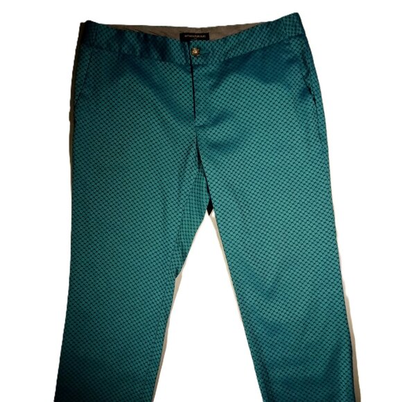 BANANA REPUBLIC Ankle Pants sz 8 Hampton Fit Teal/Navy Geo Print Textured GUC - Picture 12 of 12
